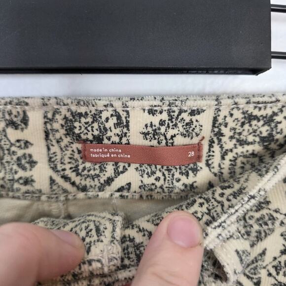 Pilcro Cream Black Corduroy High Rise Button Fly Cropped Skinny Pants Size 28 - Picture 7 of 12